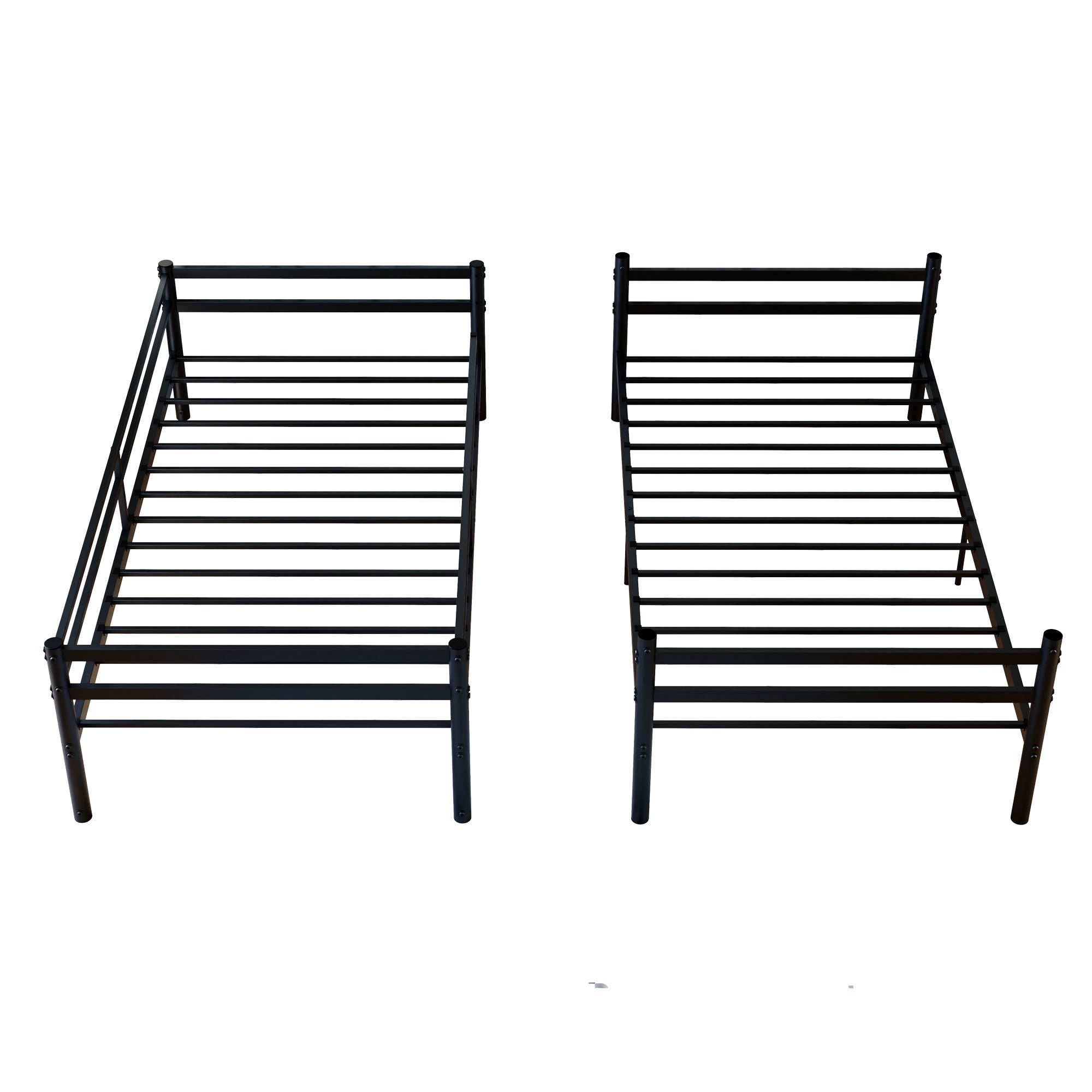 MAYEERTY Twin Over Twin Metal Bunk Bed with Ladder and High Guardrail, Supports 330 lbs, Space-Saving Storage for Kids Teens Adults, No Box Spring Needed
