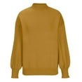 thumbnail image 4 of Womens Knitted Mock Neck Sweater Lantern Long Sleeve Plain Pullover Tops for Fall Winter Casual Clothes Loose Fit (Medium, Yellow), 4 of 6