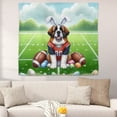 thumbnail image 2 of Happy Easter Hello Spring Saint Bernard Playing Football Tapestry St Dog Lover Wall Hanging Backdrop Home Decor - 13003, 2 of 5
