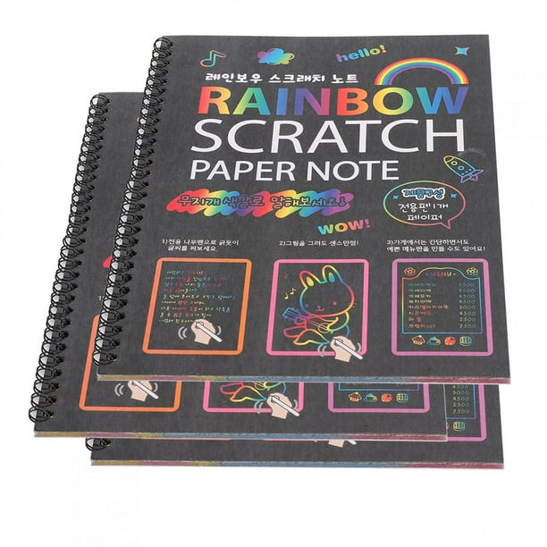 3 piezas de papel para rascar, notas, arcoíris multicolor, tarjetas de papel para arte, libros de dibujo para niños y estudiantes