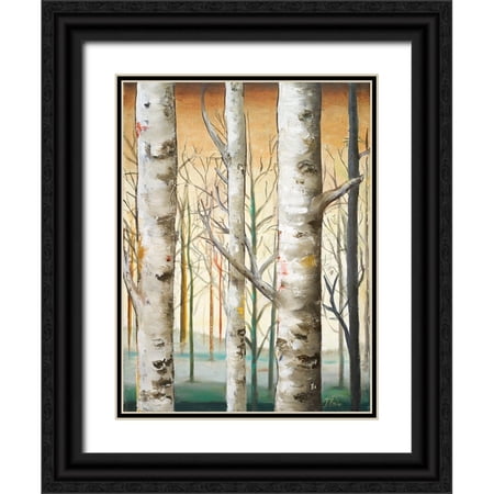 Pinto Patricia 15x18 Black Ornate Wood Framed with Double Matting Museum Art Print Titled - Birch Forest I
