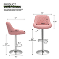 thumbnail image 2 of Magshion Set of 4 Bar Stools Bucket Seat, Adjustable Height Barstools Bar Chairs with Diamond Pattern Back and Chrome Base, Pink, 2 of 9