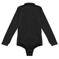 thumbnail image 6 of Vxuxlje Men's Latin Modern Dance Leotard Bodysuit Long Sleeves Solid Color Zipper Bowtie Shirt Tops Black L, 6 of 7