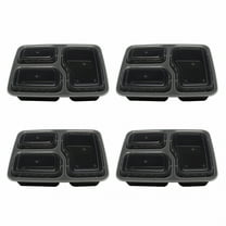 ACDANC 10pcs Disposable Meal Prep Containers 3-Compartment Microwave Safe Food Storage Bento Box (Black,with Lid)