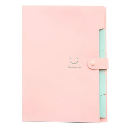 Wovilon Accordion File Organizer (Pink) Expanding File Folder 5 Pockets Accordion Folder File Organizer A4 Letter Size for School and Office Supplies Folders for Documents