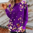 thumbnail image 1 of Qiopertar Chemise Imprimée Mode pour Femmes Col Rond Manches Longues Hauts Assortis Offres de la Semaine Liquidation à Moins de 5$ jusqu'à 90 % de Réduction, 1 of 5