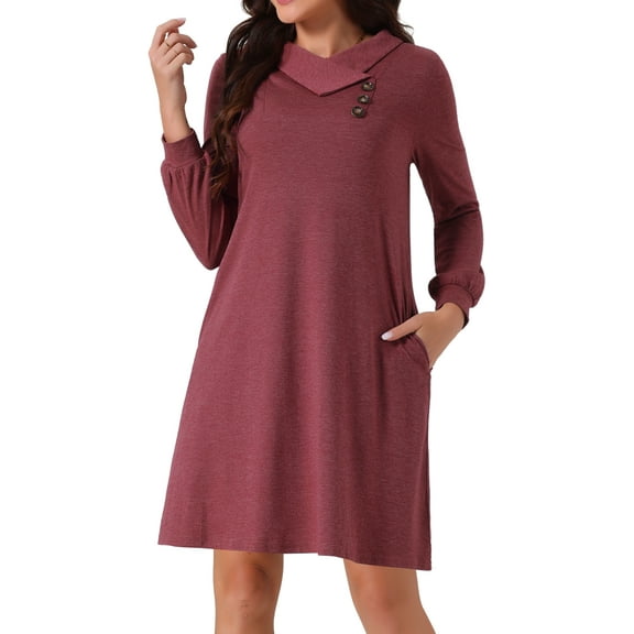 DARING DIVA Casual Long Sleeve Tunic Top Dress S Wine Red