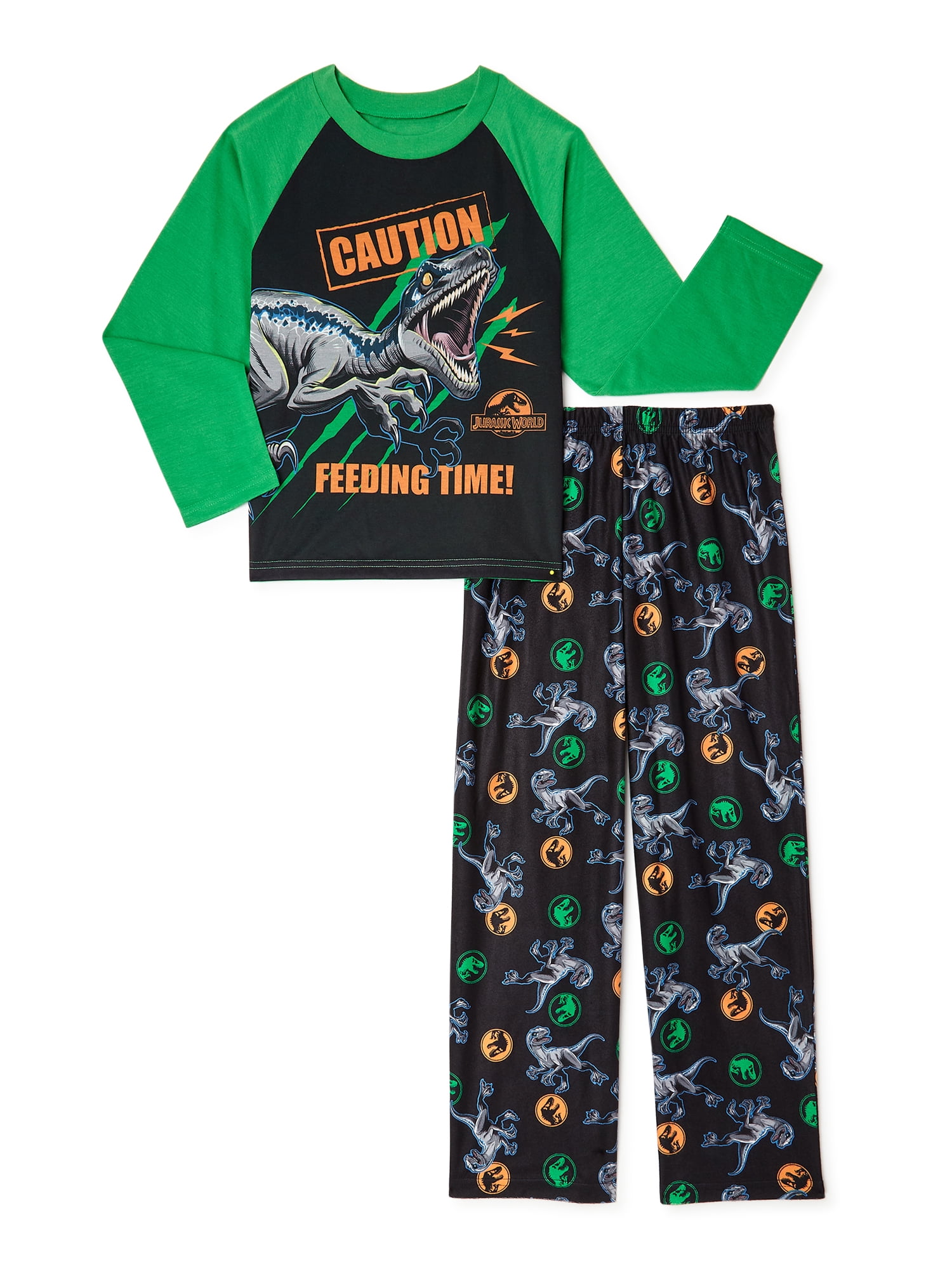 Sizes 4-12 Jurassic World Boys Boys Long Sleeve Top & Long Pants 2-Piece Pajama Set 