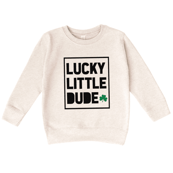 Bump and Beyond Designs Lucky Little Dude Boy St. Patrick's Day Sweatshirt (Natural 3T)