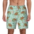 thumbnail image 2 of Picia Cute Sea Turtles pattern Mens Swim Trunks with Compression Liner Stretch Beach Shorts Quick Dry with Zipper Pockets No-Chafing Board Shorts-Small, 2 of 9