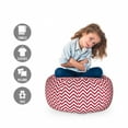 thumbnail image 2 of Chevron Storage Toy Bag Chair, Classical Style Zig Zag Stripes Retro Revival Pattern with Simplistic Design, Stuffed Animal Organizer Washable Bag, Large Size, Dark Coral White, by Ambesonne, 2 of 3