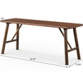 thumbnail image 6 of JERFIT Mid-Century Modern Wooden Bench, Walnut Brown Solid Rubberwood Storage Bench for Entryway, Dining Room, Living Room, 6 of 10
