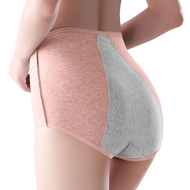 Braguitas sanitarias menstruales para mujer a prueba de fugas por delante y por detrás: cintura alta, entrepierna pura, tallas grandes, reutilizables y resistentes a las fugas para uso diurno y noc