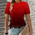 thumbnail image 5 of Yubnlvae Women's Gradient Color T-Shirt Short Sleeve T-Shirt for Women - Fashion Round Neck Casual Tee - Streetwear Summer Top (S-XXL) (Red | L), 5 of 5