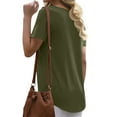 thumbnail image 2 of Birdeem T-Shirt à Boutons pour Femmes, Décontracté, Ample, Uni, Col Ras du Cou, Manches Courtes, 2 of 6