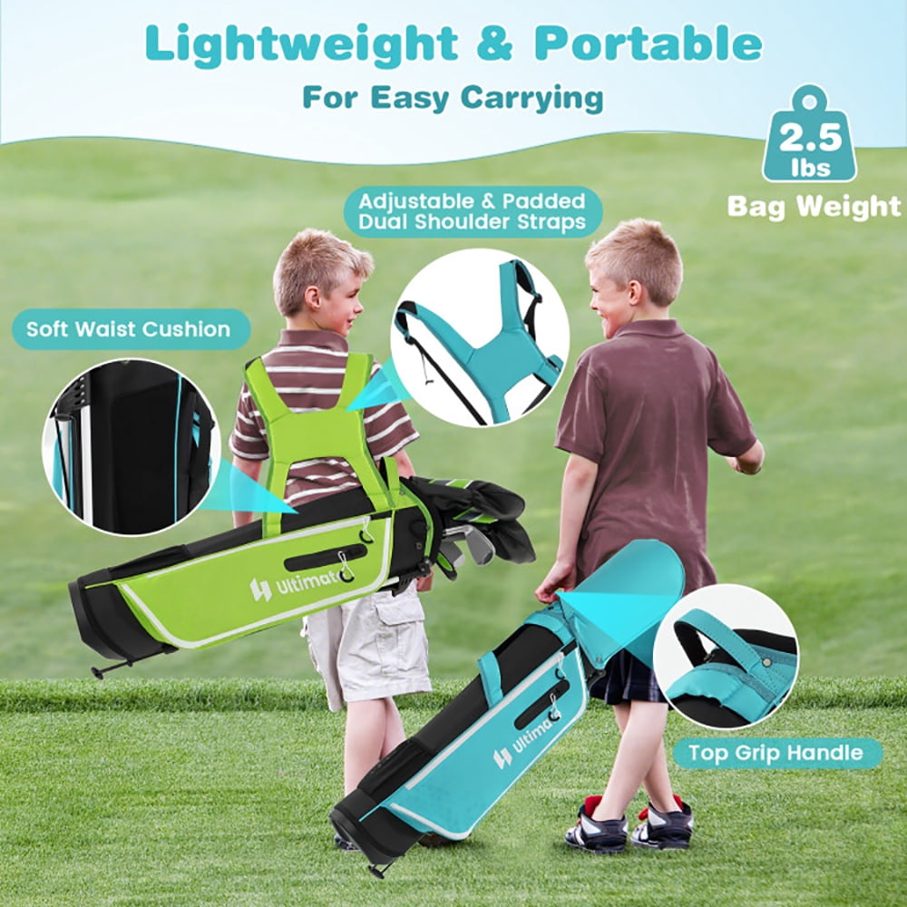Resenkos Golf Carry Bag Set ,Golf Cart Bag Set,Junior Complete Golf Club Set with Stand Bag Rain Hood-Blue