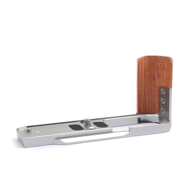 Soporte de mango lateral de madera con placa en L de liberación rápida para trípode de cámara digital ZFC, accesorios plateados
