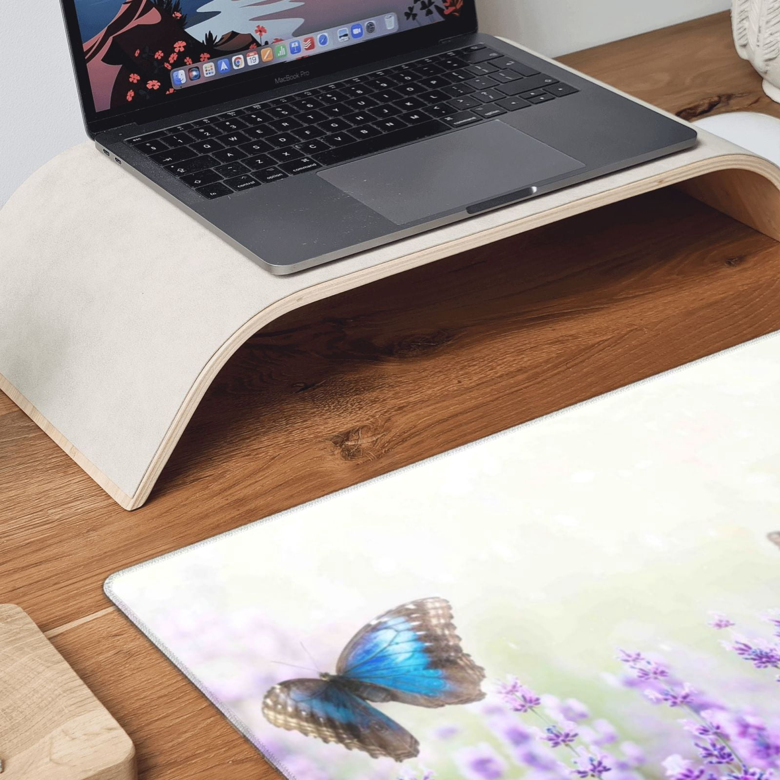 Rateoe Lavender and Butterfly Print Mouse Pad - Extended Large Gaming Mousepad,Non-Slip Stitched Edge,16x29.5 Inch