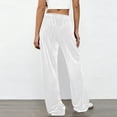 thumbnail image 4 of Women's Elastic Waist Velour Wide Leg Pants Long Palazzo Bell Bottom Casual Velvet Flare Jogger with Pockets White, 4 of 7