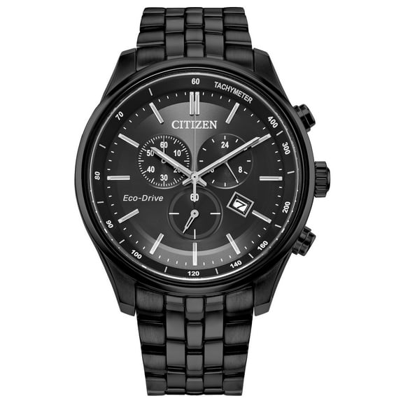 Citizen Men's Eco-Drive Black IP Chronograph Watch - AT2145-86E