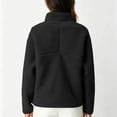 thumbnail image 6 of JGGSPWM Womens Quarter Zip Fleece Pullover Fuzzy Sherpa Jacket, Half Zip Mockneck Sweatshirt, Cozy Teddy Layering Tops Fall Winter Black XXL, 6 of 7