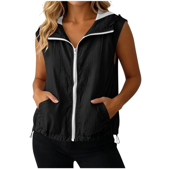 Ankola Women's Casual Zip Up Cargo Vest Lightweight Sleeveless Blazer Vest Jacket Tops Trendy Outwear