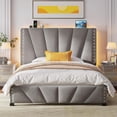 thumbnail image 1 of CHENZM Full Size Bed Frame, Velvet Full Bed Frame with Headboard, Led Light and Charging Station, Platform Bed Frame for Bedroom Apartment, Dorm, Noise-Free, Easy Assembly, Gray, 1 of 9