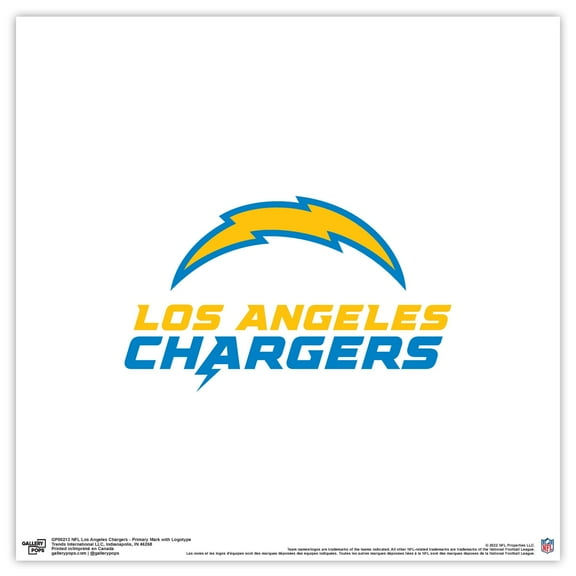 Gallery Pops NFL Los Angeles Chargers - Primary Mark Logotype Wall Art, Unframed Version, 12" x 12"