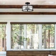 thumbnail image 6 of Farmhouse Semi Flush Mount Ceiling Light Black Light Fixtures Ceiling Mount 2-Light with Hammered Glass for Bedroom Kitchen Bathroom Entryway Proch, 6 of 7