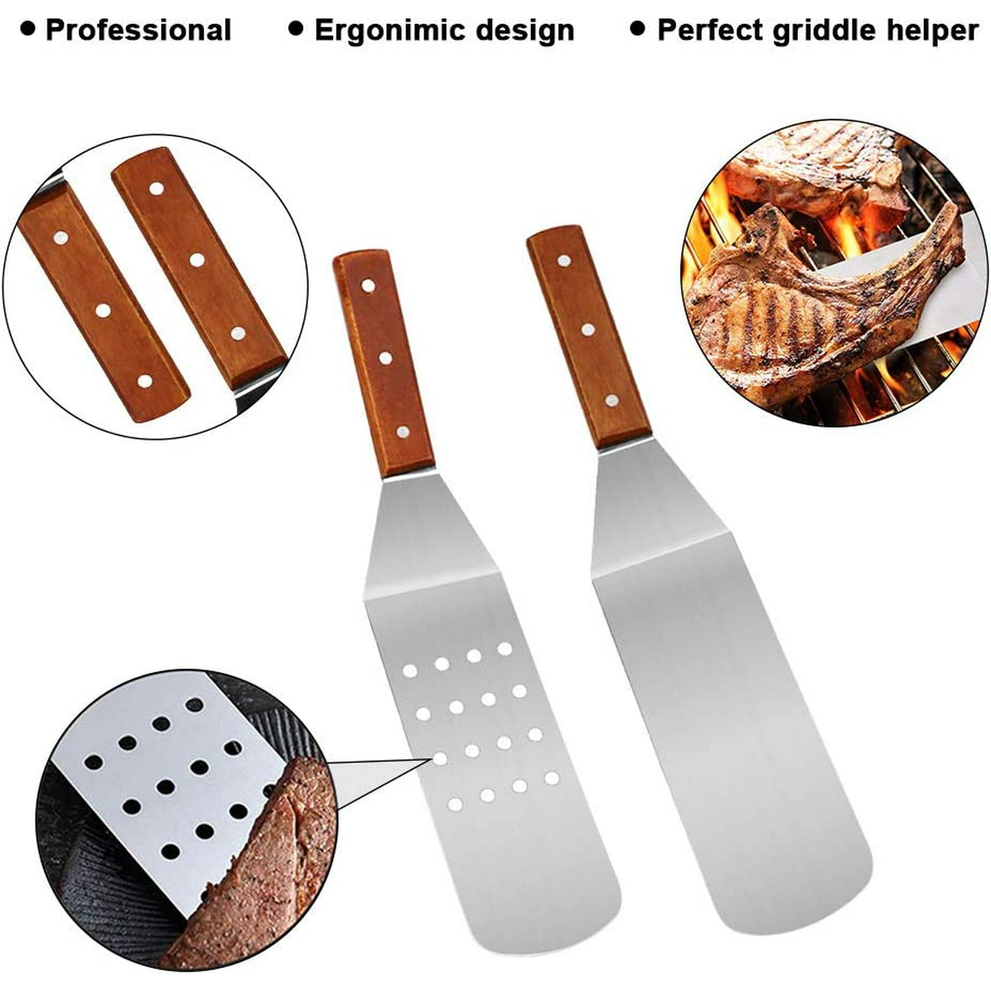 Kit de spatule pour barbecue et plancha en acier inoxydable – Ensemble de 8  spatules en acier inoxydable robuste pour barbecue professionnel pour la  cuisine, le camping et le hayon. 