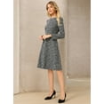thumbnail image 3 of DARING DIVA Tweed Long Sleeve Elegant Work A-Line Dress XL Black, 3 of 7