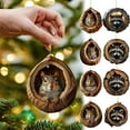 thumbnail image 6 of Christmas Animals Ornaments, Acrylic Holiday Decorations, Cute Owl and Raccoon Christmas Tree Hanging Ornaments with Sturdy String for Wreaths and Wall Decor, Lightweight Durable Festive Gifts, 6 of 6