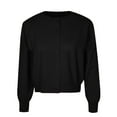 thumbnail image 3 of PMVFHDE Women's Comfortable Casual Solid Color Knit Button Front Cardigan Short Coat Sweater Top Black,M, 3 of 3