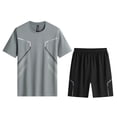 thumbnail image 4 of HomeGardon Mens Two Piece Outfits Sets Solid Color Round Neck Short Sleeved Shirts and Shorts Casual Fashion Set, 4 of 6
