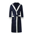 thumbnail image 5 of HBFAGFB Men's Bathrobes Fall and Winter Leisure Padded Thickened Long Robe Soft Pajamas Navy Size M, 5 of 5