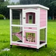 thumbnail image 6 of 2-Story Rabbit Hutch with Wheels & Pull-Out Tray - Wooden Bunny Guinea Pig House, 6 of 9