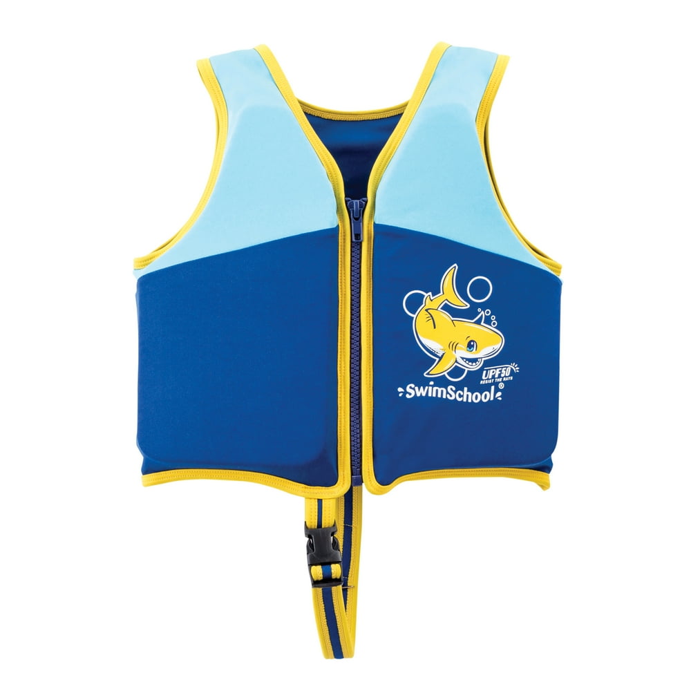 SwimSchool Youth Swim Training Vest with Adjustable Safety Strap, Shark