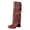 Red, variant on Rokment Womens Slouchy Wide Calf Fold over Knee High Boots Winter Fall Fashion Square Toe Chunky Heel Mid Calf Foldover Tall Boots