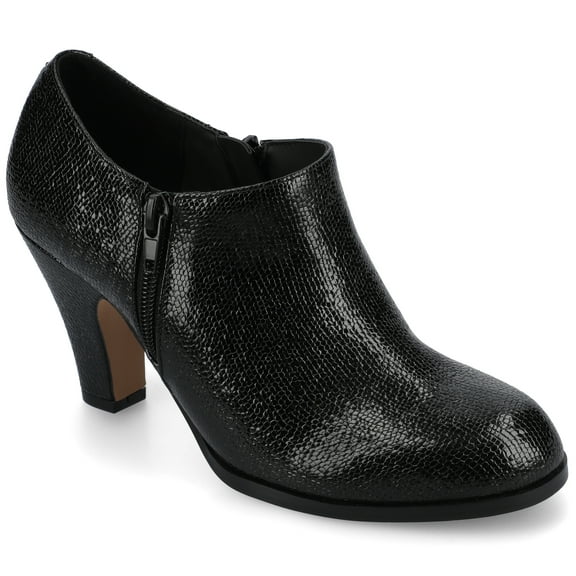 Journee Womens Sanzi Medium and Wide Width Comfort Insole Inside Zip Block Heel Booties