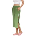 thumbnail image 2 of VV AVEORS Tear Away Capri Sweatpants For Women Breakaway Wide Leg Knee Ankle Replacement Adaptive Pants Green L, 2 of 5