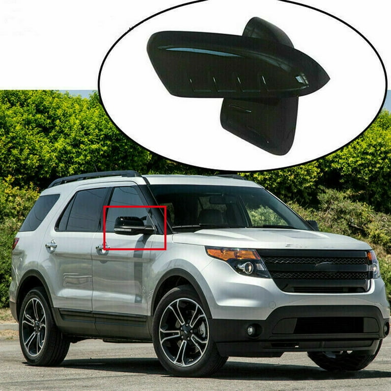 NINTE Mirror Cover for 2011- 2015 Ford Explorer Top Half Caps Trims Gloss  Black