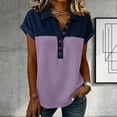 thumbnail image 2 of Nestiefly Womens Spring Tops Casual Short Sleeve Summer Shirts for Women Button Down Denim Collar T Dressy Light Purple M, 2 of 5