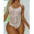 thumbnail image 5 of Teddy Lingerie for Women Floral Lace Bodysuit One Piece Babydoll Deep V Teddy Sexy Lace Bodysuit, 5 of 6