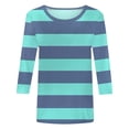 thumbnail image 5 of T Shirts for Women Spring 2026 Crew Neck Casual Basic Tops Fashion Summer 3/4 Sleeve Striped Tee, 5 of 6