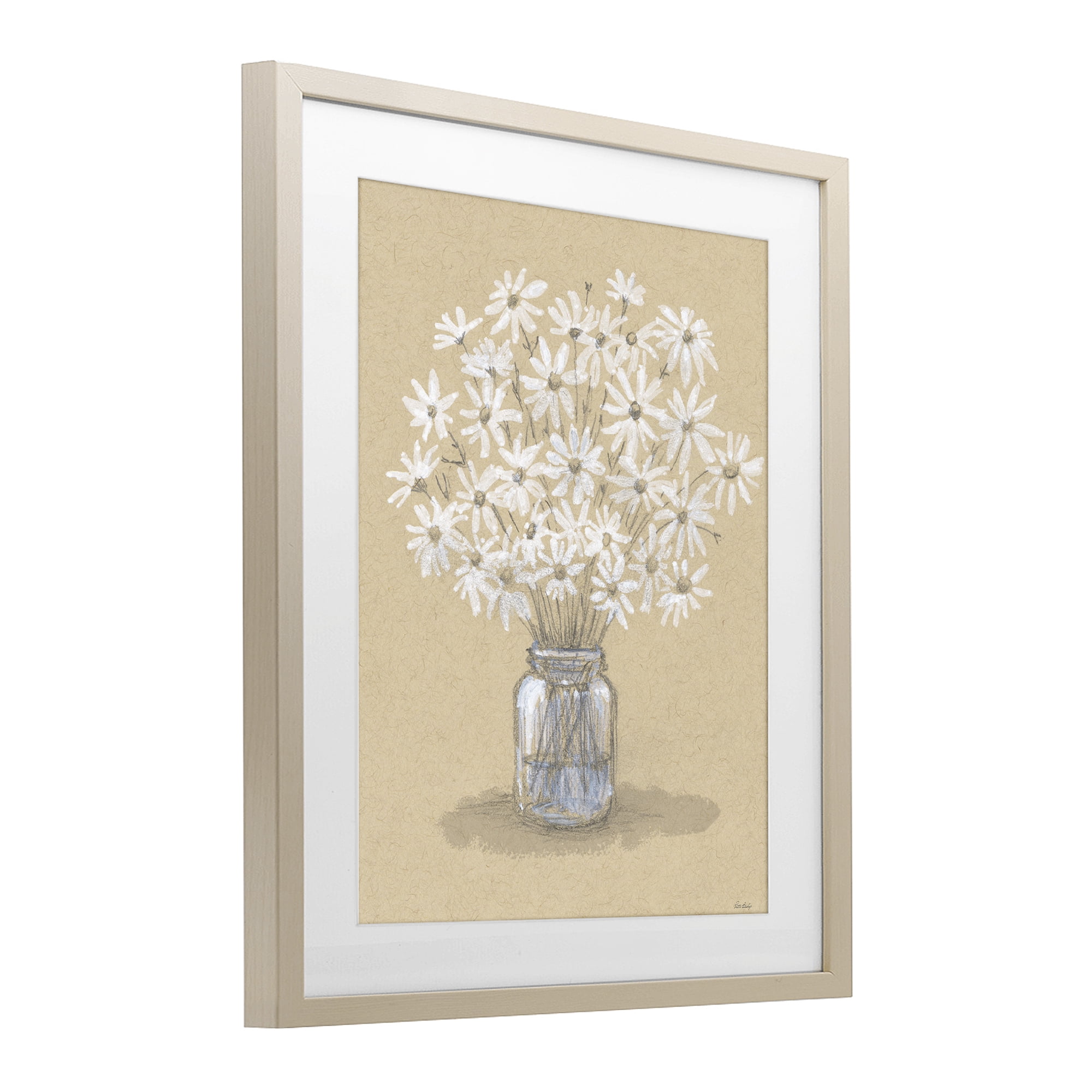 Stupell Industries Daisies Jar Drawing Birch Framed Print Under Glass, design by Patti Bishop