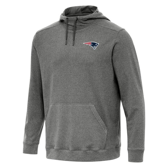 Men's Antigua Heather Black New England Patriots Cloud Pullover Hoodie