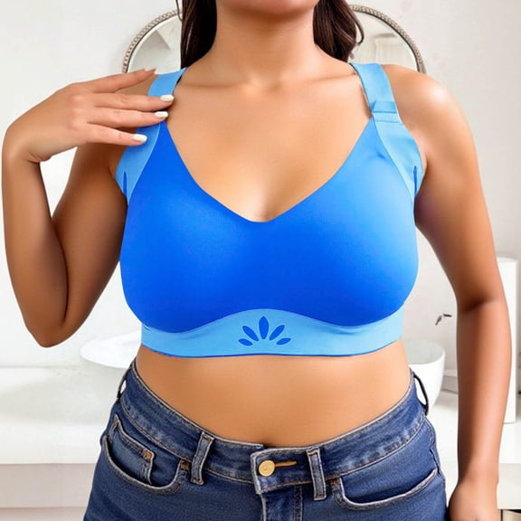 Xdegoge Plus Size Sports Bra for Women High Support Push Up No Underwire Adjustable Strap Seamless Bra Stretch Running Yoga Workout Everyday Brassiere