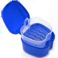 thumbnail image 3 of 3X Dark Blue Denture Case, Denture Cup with Strainer, Denture Bath Box False Teeth Box with Basket Net Container Holder, 3 of 6