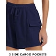 thumbnail image 5 of Pinspark Comfy Shorts for Women Lounge Casual Short Soft Workout Sports Wear Elastic High Waisted Cargo Pockets, 5 of 6