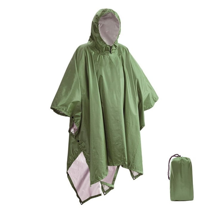 Waterproof Rain Poncho Lightweight Reusable Hiking Hooded Coat Jacket ...
